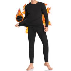 Simiya 210907-wu01-2xl Mens Thermal Long Johns Fleece Lined Base Layer Set Xx-large Black