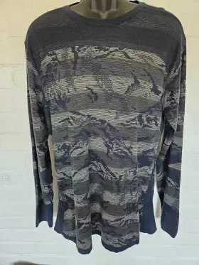 16407-k27 Smartwool Men Intraknit Thermal Merino Deep Navy Mountain Pattern Crew Neck Xxl