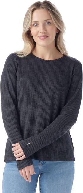Smartwool 193392652923 Womens Thermal Merino Rib Crew Charcoal Heather Size Medium Nwt