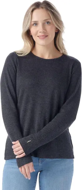 Smartwool 193392652923 Womens Thermal Merino Rib Crew Charcoal Heather Size Medium Nwt