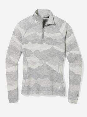Smartwool 196011491965 115 Womens Classic Thermal Base Layer 1/4 Zip Top-light Grey-medium