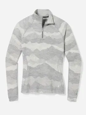 Smartwool 196011491965 115 Womens Classic Thermal Base Layer 1/4 Zip Top-light Grey-medium