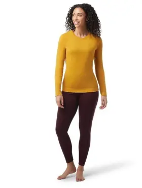 Smartwool 196011493648 110 Women S Merino Base Layer Crew Top- Honey Gold -medium- New Tags