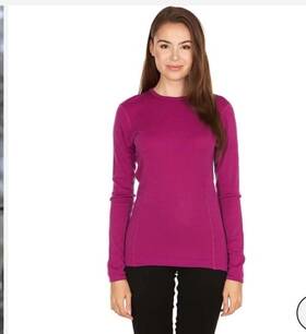 Smartwool 196011495727 110 Women S Merino Base Layer Crew Top-festive Fuchsia Heather-medium