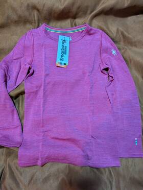 Smartwool 196011498346 New Classic Thermal Merino Wool Base Layer Top Kids Girls S Pink Crew