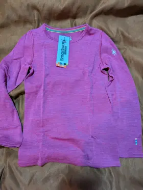 Smartwool 196011498346 New Classic Thermal Merino Wool Base Layer Top Kids Girls S Pink Crew