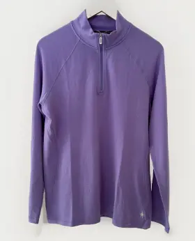 Smartwool 196247506594 Classic Thermal Merino Base Layer Top 1/4 Zip Ultra Violet Size 1x