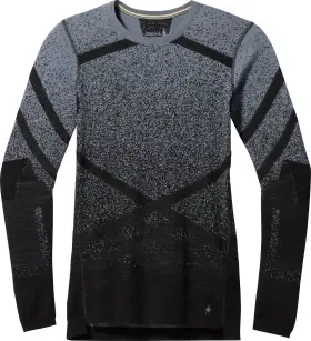 Smartwool 196572854087 115 Womens Merino Base Layer Crew- Black Pewter Blue-medium
