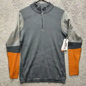 Smartwool 196572866639 Intraknit Thermal Merino Base Layer Colorblock 1/4 Zip Pewter Blue New