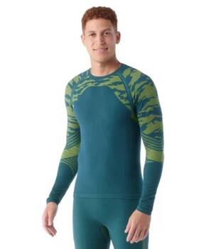 Smartwool 196575104899 110 Mens Intraknit Active Base Layer Crew Top-blue Limeade- Medium