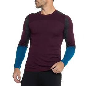 Smartwool 197064571475 130 Mens Thermal Base Layer Top - Eggplant/nival Blue Small -new