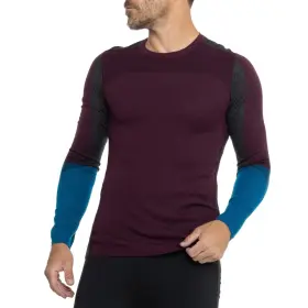Smartwool 197064571499 130 Mens Thermal Base Layer Top - Eggplant/nival Blue Xlarge -new