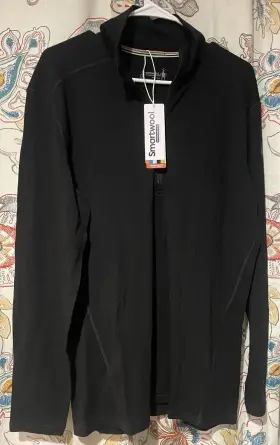 Smartwool 197642257807 2024 Thermal Merino Base Layer Top Mens Large L Black Classic 1/4 Zip