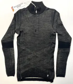 Sw002836 Smartwool Womens Intraknit Thermal Merino Base Layer 1/4 Zip Top Black-white