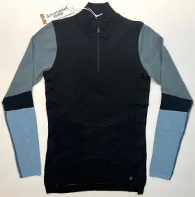 Sw002837 Smartwool Womens Intraknit Thermal Merino Base Layer Colorblock 1/4 Zip Black
