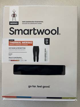 Smartwool Sw011561001-xs Thermal Merino Boys Base Layer Bottom 100% Wool Black Xs Long Johns
