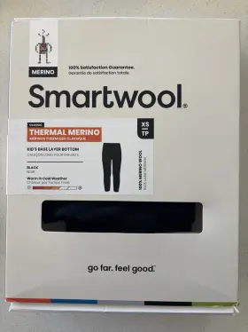 Sw011561001-xs Smartwool Thermal Merino Boys Base Layer Bottom 100% Wool Black Xs Long Johns