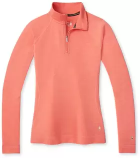 Sw016373 Smartwool Womens Classic Thermal Merino Base Layer 1/4 Zip - Sunset Coral Xl