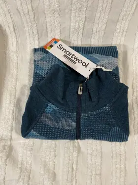 Sw016373m22-xs Smartwool Classic Merino Base Layer 1/4 Zip Twilight Blue Mtn Scape Size Xs