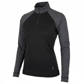Sw016375k78-m Smartwool Base Layer Thermal Merino Quarter Zip Womens Medium Black Grey Dot
