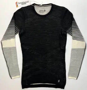 Sw016412 Smartwool Womens Intraknit Thermal Merino Base Layer Pattern Crew Black