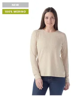 Sw016707m04 Smartwool Womens Classic Thermal Merino Ribbed Base Layer Crew-coconut-large