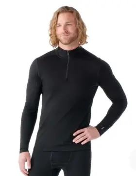 Sw016956001 Smartwool 95 Men S Classic Merino Base Layer 1/4 Zip Top-black -medium-new Tags