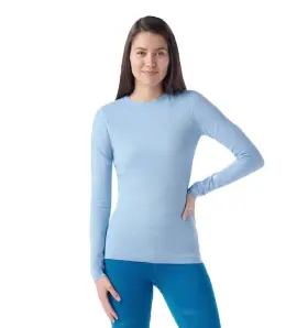 Sw019284p07 Smartwool Womens Intraknit Thermal Merino Base Layer Crew Serene Blue-white