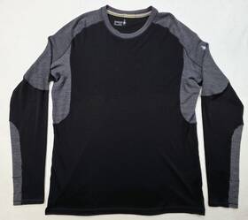 Smartwool Vnx751407 Mens Xl Base Layer Top Black Gray Merino Wool Long Sleeve Thumb Holes