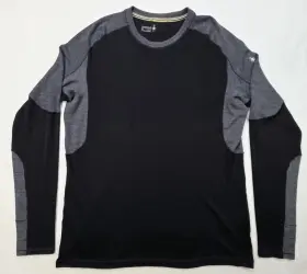 Vnx751407 Smartwool Mens Xl Base Layer Top Black Gray Merino Wool Long Sleeve Thumb Holes