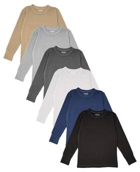 Snoozzzn 729487391608 Girls/boys/6 Pack Athletic Performance Long Sleeve Undershirt Tops/base Layer