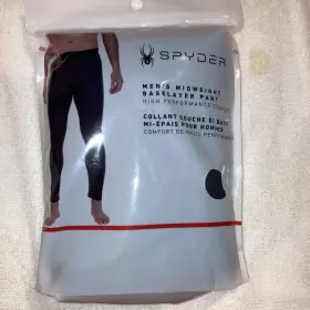 Spyder 192636451674 Mens Mid-weight Base-layer Pant Size Large Black One Pair Brand New Pkg