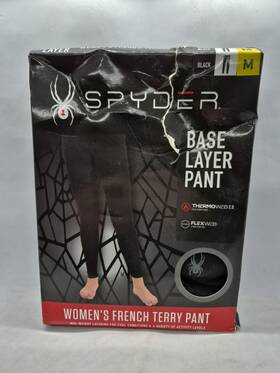 Spyder 192636710535 Womens French Terry Base Layer Pant M Medium Thermoweb 2.0 Black