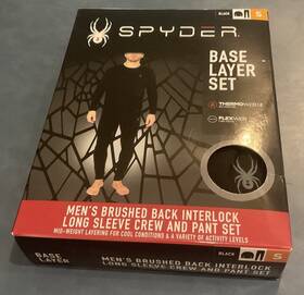 Spyder 840481366581 Interlock 2 Pc Black Base Layer Legging Pants Shirt Set Mens Small New