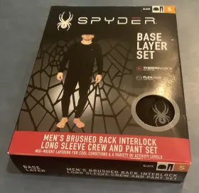 Spyder 840481366581 Interlock 2 Pc Black Base Layer Legging Pants Shirt Set Mens Small New