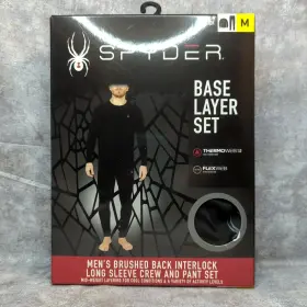 Spyder 840481366598 Men S Base Layer Set Black Size M Thermoweb Brushed Interlock New In Box