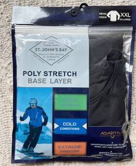 St. Johns Bay 645618081265 Poly Stretch Base Layer Mens Crew Top Xxl New