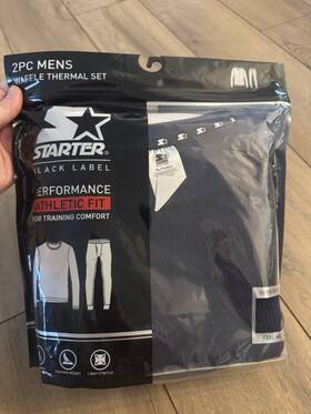 Starter Slsbct1329n Black Label 2pc Mens Waffle Thermal Base Layer Set Navy Xlt/egg