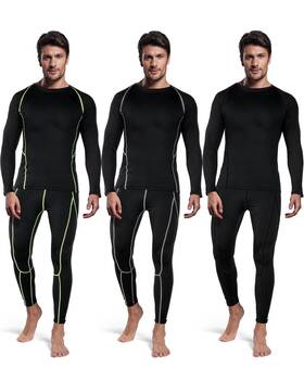Suhine Suhine-pooik-0967 X-large Mens 3pcs Thermal Underwear Set Fleece Lined Long Johns Winter Gear