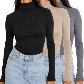 Sunbs Ezsb213 Womens 3 Piece Turtleneck Mock Neck Tops Winter Thermal Long Sleeve 2025 Fall