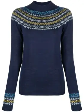Sweaty Betty 059121522460 Us 10 Uk L Merino Fairisle Base Layer Top Stretch Wool Sweater 148