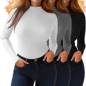 Sweetyweee-fwqb-ed49 Sweetyweee 3 Pack Womens Plus Size Thermal Shirts Cotton Ribbed Long Sleeve T Mo