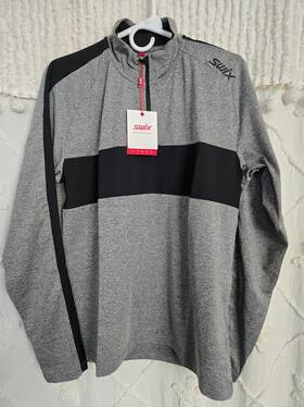 Swix #232461 Mens Tista 1/2 Zip Mid Layer Size Large Light Grey Melange