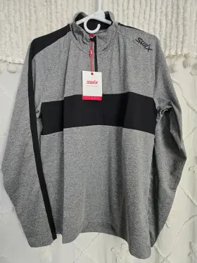 232461 Swix #232461 Mens Tista 1/2 Zip Mid Layer Size Large Light Grey Melange