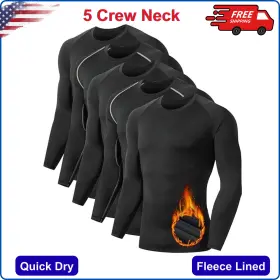 93338261 Telaleo 5pcs Thermal Compression Shirt Fleece Lined Long Sleeve Athletic Base Layer Cold
