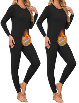 Telaleo Sd-t-204103-2b-xl Thermal Underwear For Women - 2 Sets Long Johns Fleece Lined Xl
