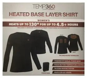 Go-blp-5v-w Temp 360 Temp360 Women S 5v Heated Base Layer Shirt In Black - Xs