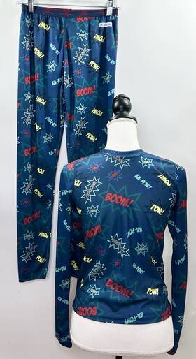 Terramar 160767 Base Layer 2 Pc Set Thermals Kids Boys Blue Comic Cartoon Size L 10/12
