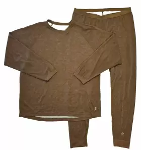 5994 Terramar Base Layer Top Bottoms Mens 2xl Brown Body Sensors Wool Blend Set