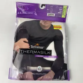 Terramar 721357011845 Mens Thermasilk Base Layer Black Pants 100% Filament Silk Size 2xl New